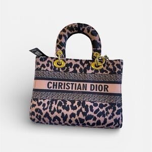 Christian Dior Pink & Black Lady D-Lite Cheetah Print Satchel - NWT***